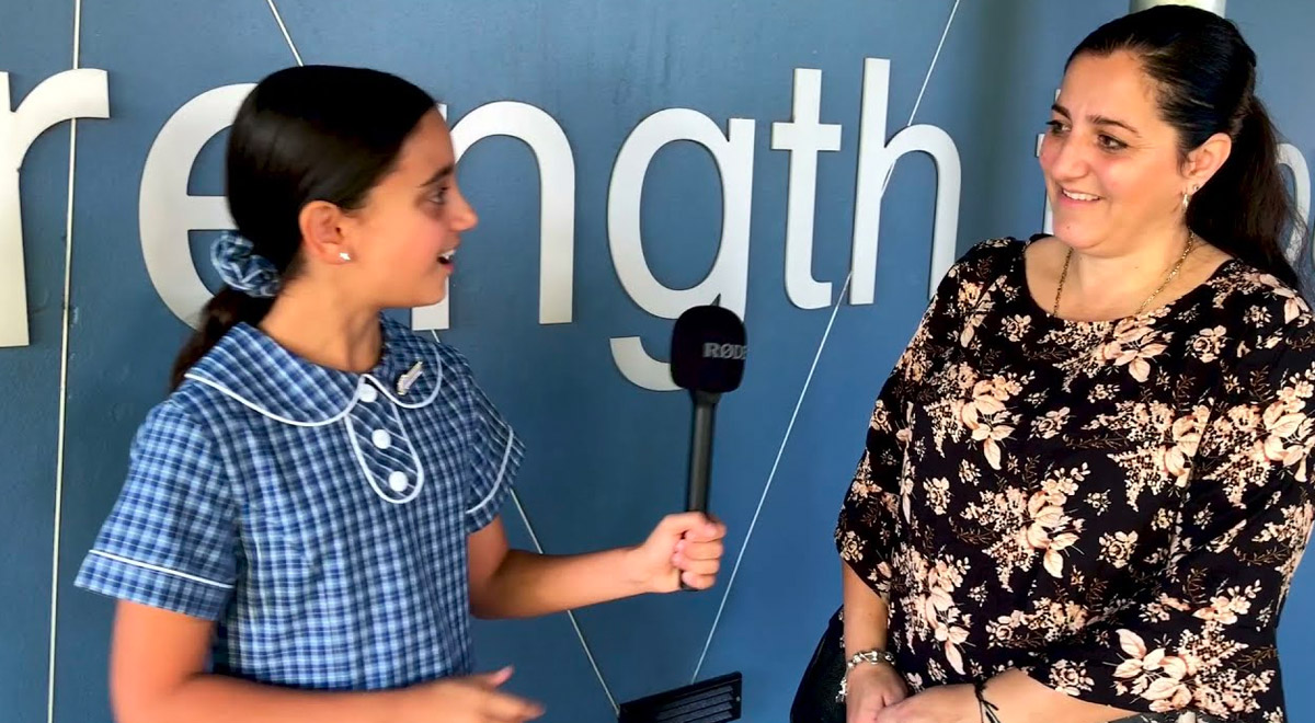 St Bernadette's Catholic Primary Castle Hill student interviewing teacher