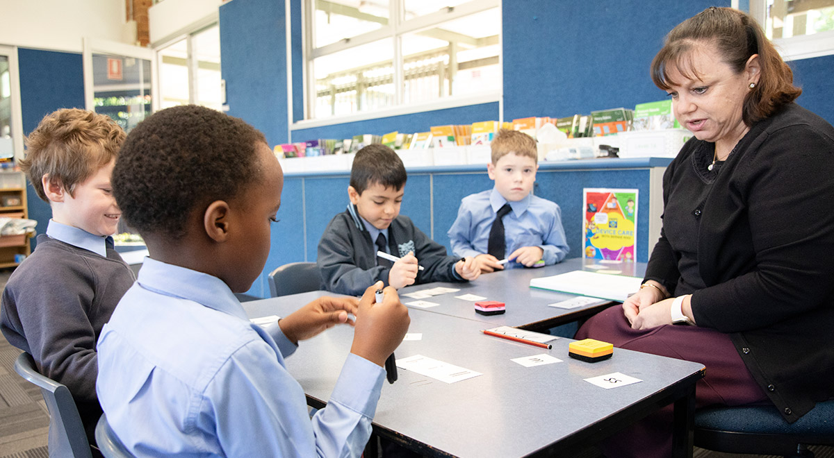 St Bernadette's Catholic Primary Castle Hill teacher instructing students in class