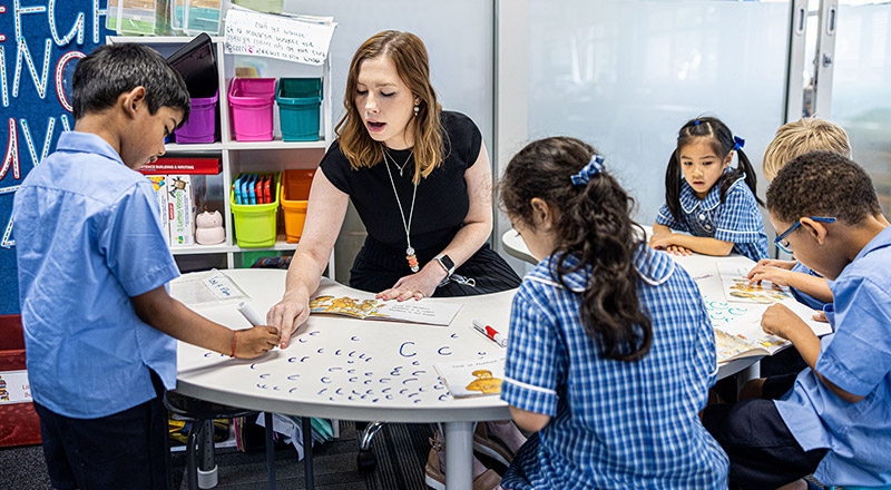 St Bernadette's Catholic Primary Castle Hill teacher instructing students in literacy lesson